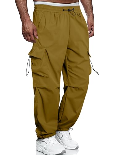 Meilicloth Cargo Hose Herren Cargohose Baggy Männer Locker Freizeithose Outdoorhose Sporthose Sweatpants Lang Loose Fit Kamel 38 von Meilicloth