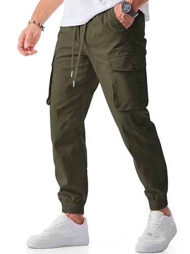 Meilicloth Cargohose Herren Lang Cargo Hosen Männer Jogginghose Stretch Jogger Herren Stoffhose Sporthose Sweatpants A Moosgrün 34 von Meilicloth