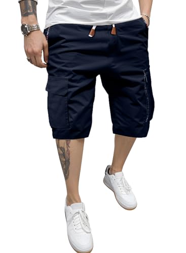 Meilicloth Cargo Shorts Herren Kurze Hosen Sommer Bermuda Shorts Herren Cargohose Herren Kurz Freizeithose Kurz Jogginghose Chino Sport Shorts Herrenshorts Cargoshorts Marineblau 34 von Meilicloth