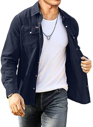 Meilicloth Cord Hemd Herren Hemdjacke Hemden Langarm Button Placke Langarm Regular Fit Casual Blau 3XL von Meilicloth