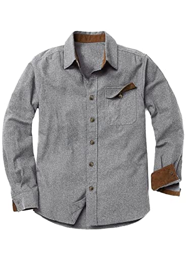 Meilicloth Flanellhemd Herren Kariert Einfarbig Baumwolle Langarm Casual Flanellhemden Western Karohemd Mit Brusttasche Regular Fit Hellgrau XL Meilicloth Flanellhemd Herren Kariert Einfarbig Baumwolle Langarm Casual Flanellhemden Western Karohemd Mit Brusttasche Regular Fit Hellgrau XL von Meilicloth