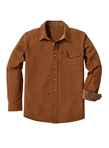 Meilicloth Flanellhemd Herren Kariert Einfarbig Baumwolle Langarm Regular Fit Braun M von Meilicloth