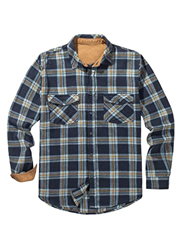 Meilicloth Kariertes Hemd Herren Flanellhemd Oktoberfest Hemd Kariert Langarm Freizeithemd Western Karohemd Holzfällerhemd Baumwolle Casual Herren Flanellhemden Regular Fit Navy blau L von Meilicloth