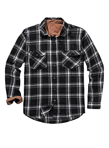 Meilicloth Kariertes Hemd Herren Flanellhemd Oktoberfest Hemd Kariert Langarm Freizeithemd Western Karohemd Holzfällerhemd Baumwolle Casual Herren Flanellhemden Regular Fit Schwarz XXL von Meilicloth