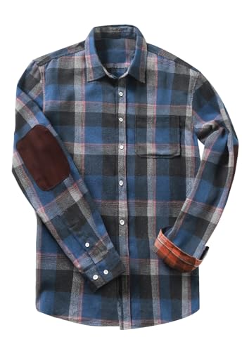 Meilicloth Flanellhemd Kariert Herren Freizeithemd Langarm Casual Button Down Western mit Fronttasche Regular Fit Himmelblau 2XL von Meilicloth