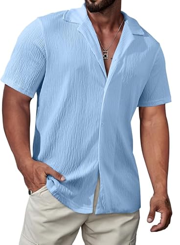 Meilicloth Hawaii Hemd Männer Herren Hemd Kurzarm Hawaiihemd Herren Freizeithemd Regular fit Blau XL von Meilicloth