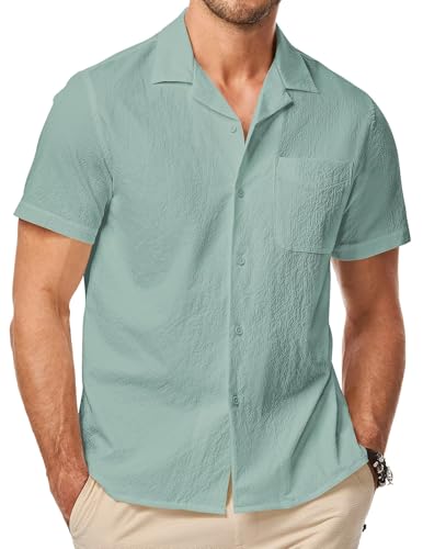 Meilicloth Hemd Herren Kurzarm Sommer Hawaiihemd Männer Sommerhemd Freizeithemd Kurzarm Strandhemd Beach Shirt Modern Regular Fit B Grün M von Meilicloth