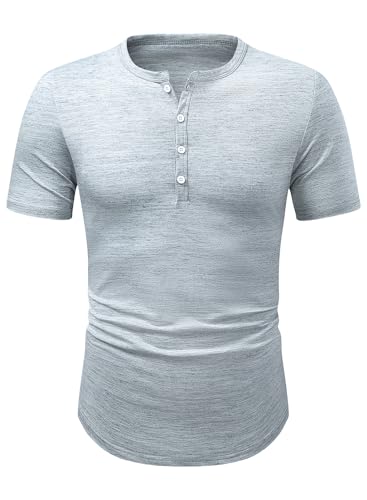Meilicloth Herren Basic T-Shirt Slim Fit V-Ausschnitt Muskelshirt Henley Shirt Klassisch Bequem Alltag Hellblau XL von Meilicloth