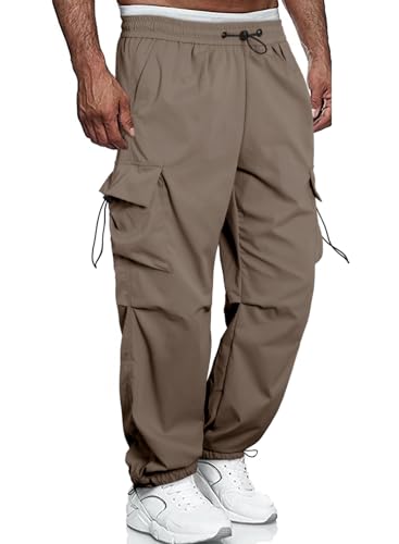 Meilicloth Cargo Hose Herren Cargohose Baggy Männer Locker Freizeithose Outdoorhose Sporthose Sweatpants Lang Loose Fit Einfach Taupe 38 von Meilicloth