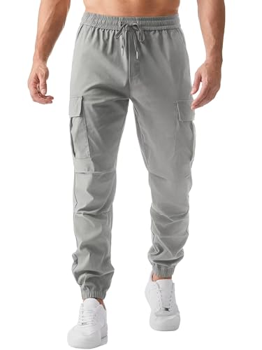 Meilicloth Herren Cargohose Stretch Chinohose Herren Hose Outdoorhose Cargo Hosen Männer Sporthose mit Kordelzug Casual Freizeithose Jogger Sweatpants mit Taschen Grau 36 von Meilicloth