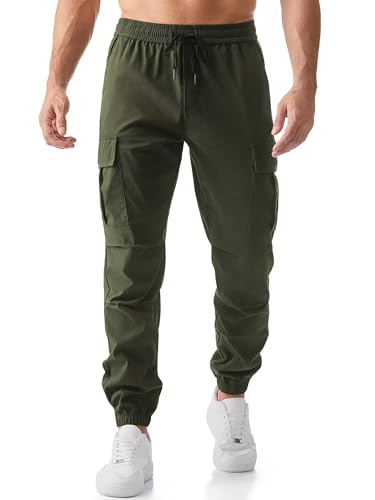 Meilicloth Herren Cargohose Stretch Chinohose Herren Hose Outdoorhose Cargo Hosen Männer Sporthose mit Kordelzug Casual Freizeithose Jogger Sweatpants mit Taschen Grün 36 von Meilicloth
