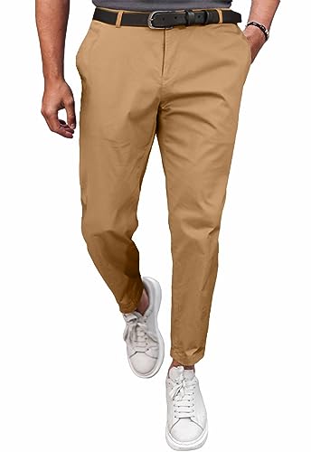 Meilicloth Anzughose Herren Chino Hose Chinohose Stretchhose Herren Baumwolle Sporthose Casual Freizeithose mit Enger Passform A Khaki 32 von Meilicloth