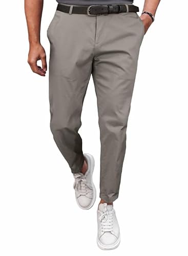 Meilicloth Herren Chino Hose Anzughose Herren Chinohose Stretchhose Herren Baumwolle Sporthose Casual Freizeithose mit Enger Passform Grau 34 von Meilicloth