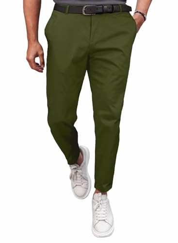 Meilicloth Herren Chino Hose Anzughose Herren Chinohose Stretchhose Herren Baumwolle Sporthose Casual Freizeithose mit Enger Passform Grün 40 von Meilicloth