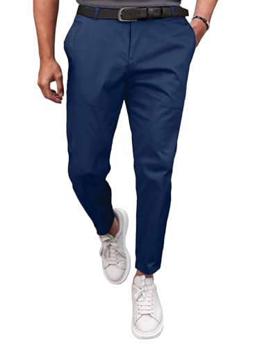 Meilicloth Herren Chino Hose Anzughose Herren Chinohose Stretchhose Herren Baumwolle Sporthose Casual Freizeithose mit Enger Passform Marineblau 36 von Meilicloth