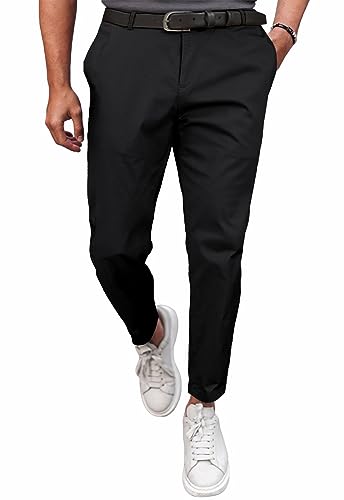 Meilicloth Herren Chino Hose Anzughose Herren Chinohose Stretchhose Herren Baumwolle Sporthose Casual Freizeithose mit Enger Passform Schwarz 32 von Meilicloth