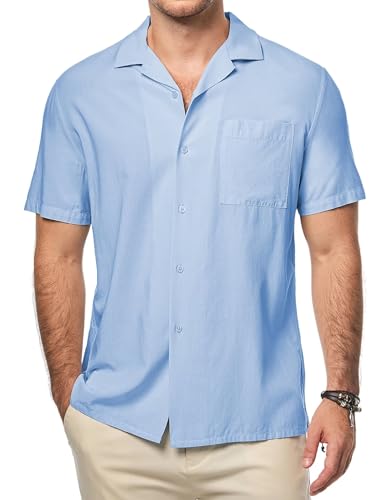 Meilicloth Herren Hemd Kurzarm Freizeithemd Regular fit Casual Party Strand Sommerhemd Shirt Casual Mode Regular Fit Grün M von Meilicloth