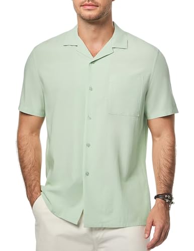 Meilicloth Herren Hemd Kurzarm Freizeithemd Regular fit Casual Party Strand Sommerhemd Shirt Casual Mode Regular Fit Parchment L von Meilicloth