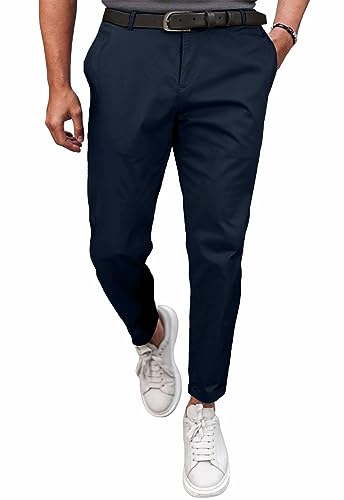 Meilicloth Herren Chino Hose Anzughose Herren Chinohose Stretchhose Herren Baumwolle Sporthose Casual Freizeithose mit Enger Passform Blau 38 von Meilicloth