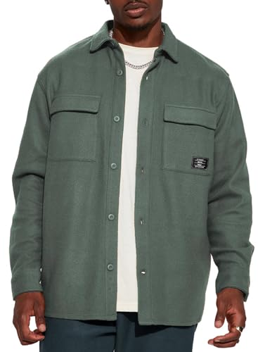 Meilicloth Herren Jacke Hemden Langarm Jacken Casual Button Down Slim Fit Jacke mit Klappentaschen Grün M von Meilicloth