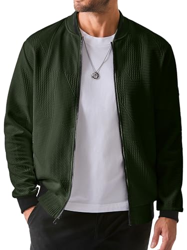Meilicloth Herren Jacke Winter Jacke Leichte Herrenjacke Übergangsjacke Bomberjacke mit Ärmeltasche Blouson Lederjacke und Fliegerjacke Freizeit mit Tasche Grün 2XL von Meilicloth