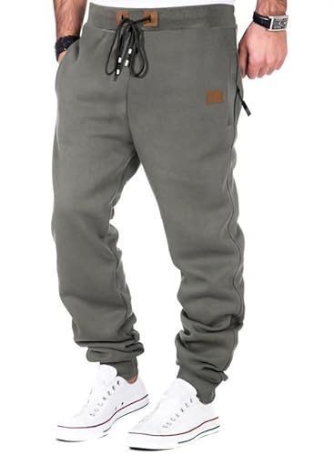 Meilicloth Herren Jogginghose Warme Gefütterte Trainingshose Sporthose Fitness Jogger Sweatpants Trainingshose Herren mit Taschen Regular Fit Dunkel grün XL von Meilicloth