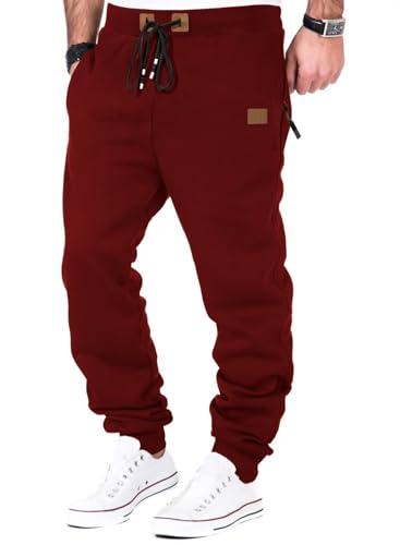 Meilicloth Herren Jogginghose Warme Gefütterte Trainingshose Sporthose Fitness Jogger Sweatpants Trainingshose Herren mit Taschen Regular Fit Marine Rot 2XL Meilicloth Herren Jogginghose Warme Gefütterte Trainingshose Sporthose Fitness Jogger Sweatpants Trainingshose Herren mit Taschen Regular Fit Marine Rot 2XL von Meilicloth