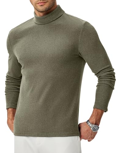 Meilicloth Herren Rollkragenshirt Longsleeve Leichter Dünnes Rollkragenpullover Bequemer Rolli Pulli Elastisch Shirt Langarm Einfarbig Grün XXL von Meilicloth
