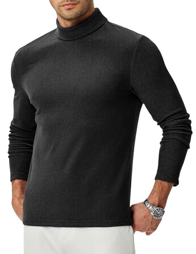 Meilicloth Herren Rollkragenshirt Longsleeve Leichter Dünnes Rollkragenpullover Bequemer Rolli Pulli Elastisch Shirt Langarm Einfarbig Schwarz L von Meilicloth