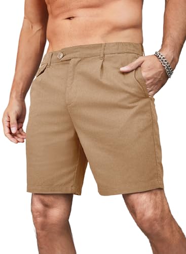 Meilicloth Herren Shorts Leinen Kurze Hosen Leinen Strand Shorts Sommer Kurze Leinenhose Freizeithose Sommershorts Kurze Herrenshorts Chino Shorts Sportshorts Sweatshorts 2024 Sommer Beige 34 von Meilicloth