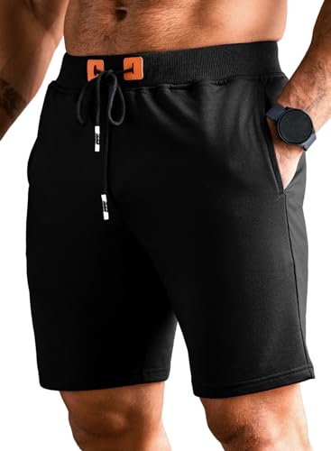 Meilicloth Trainingshose Herren Kurze Hosen Freizeithose Herren Elastischer Bund Mens Shorts Jogginghose Herren Kurz Schwarz M von Meilicloth