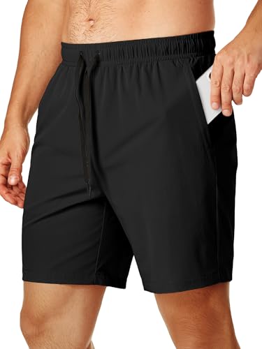 Meilicloth Herren Sportshorts Fitness Shorts Atmungsaktive Laufshorts mit Elastischem Bund und Seitentaschen für Training Laufen Basketball Gym Freizeit Schwarz 42 von Meilicloth