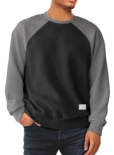 Meilicloth Herren Sweatshirt Raglan Sweat Langarm Crew Neck Casual Colourblock Pullover Schwarz 2XL Meilicloth Herren Sweatshirt Raglan Sweat Langarm Crew Neck Casual Colourblock Pullover Schwarz 2XL von Meilicloth