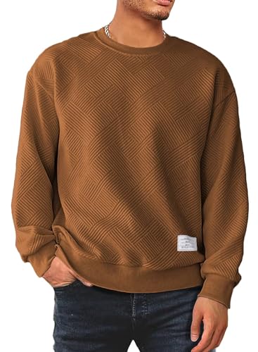 Meilicloth Herren Sweatshirt Raglan Sweat Langarm Crew Neck Casual Pullover A Braun M von Meilicloth