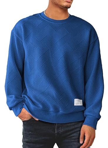 Meilicloth Herren Sweatshirt Raglan Sweat Langarm Crew Neck Casual Pullover Blau 3XL von Meilicloth