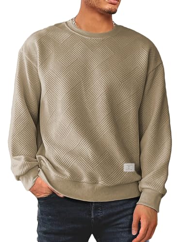 Meilicloth Herren Sweatshirt Raglan Sweat Langarm Crew Neck Casual Pullover Braun L von Meilicloth