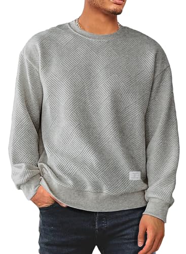 Meilicloth Herren Sweatshirt Raglan Sweat Langarm Crew Neck Casual Pullover Grau M von Meilicloth