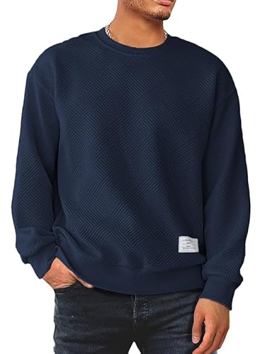 Meilicloth Herren Sweatshirt Raglan Sweat Langarm Crew Neck Casual Pullover Marineblau 3XL von Meilicloth