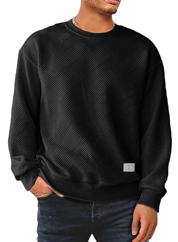 Meilicloth Herren Sweatshirt Raglan Sweat Langarm Crew Neck Casual Pullover Schwarz S von Meilicloth