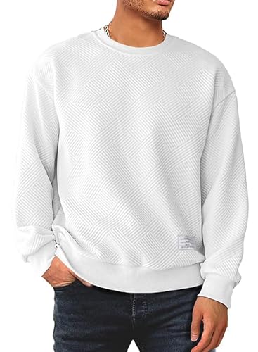 Meilicloth Herren Sweatshirt Raglan Sweat Langarm Crew Neck Casual Pullover Weiß M von Meilicloth