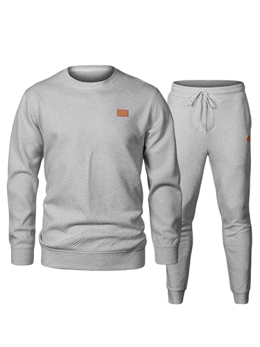 Meilicloth Herren Trainingsanzug Set Herren Sweatshirt Pullover Jogginghose Jogginganzug Sport Outfits Herbst Tracksuit Grau XL von Meilicloth