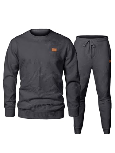 Meilicloth Herren Trainingsanzug Set Herren Sweatshirt Pullover Jogginghose Jogginganzug Sport Outfits Herbst Tracksuit Marine Blau L von Meilicloth