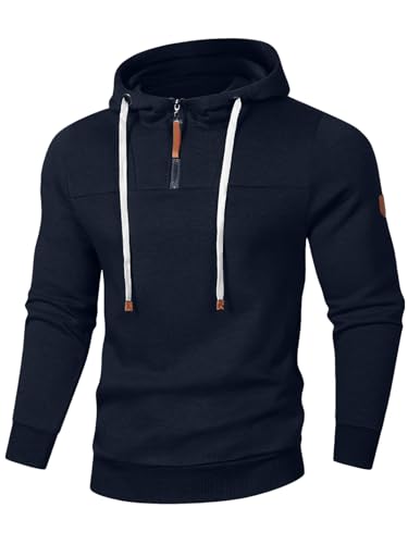 Meilicloth Herren Zip Hoodie Pullover Sweatshirt Kapuzenpullover Männer mit Reißverschluss Blau S von Meilicloth