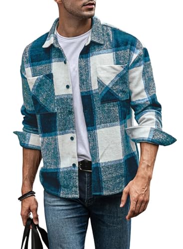 Meilicloth Herrenhemd Hemd Schwarz Herren Karohemd Herren Casual Button Down Freizeithemd Mit Brusttasche 2XL von Meilicloth
