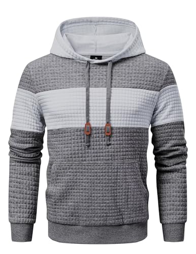 Meilicloth Hoodie Herren Pullover Langarm Kapuzenpullover Herren Casual Farbblock Kapuzenpulli Baumwolle Sweatshirt mit Kapuze Hoody Kapuzenjacke Warm A Dunkelgrau 3XL von Meilicloth
