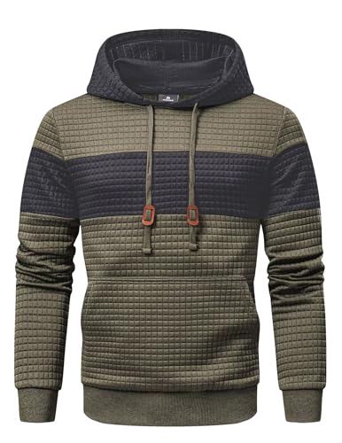 Meilicloth Hoodie Herren Pullover Langarm Kapuzenpullover Herren Casual Farbblock Kapuzenpulli Baumwolle Sweatshirt mit Kapuze Hoody Kapuzenjacke Warm A Moosgrün L von Meilicloth