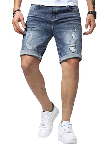 Meilicloth Jeans Shorts Kurze Herren Shorts Sommer Denim Western Casual Blau M von Meilicloth