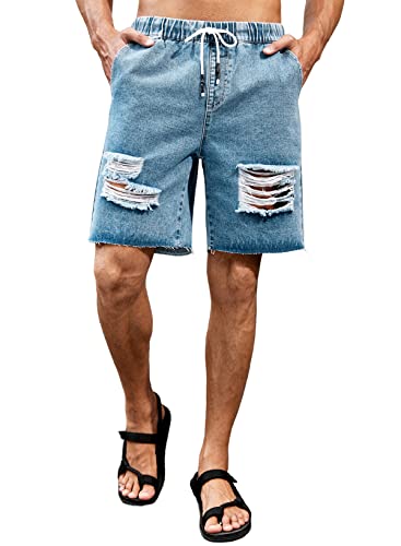 Meilicloth Jeans Shorts Herren Shorts Sommer Denim Western Casual D blau L von Meilicloth