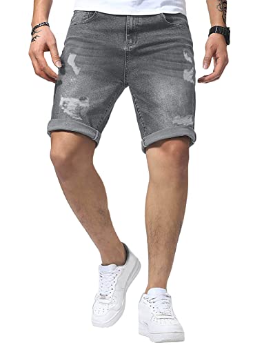 Meilicloth Jeans Shorts Kurze Herren Shorts Sommer Denim Western Casual Grau M von Meilicloth