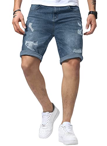 Meilicloth Jeans Shorts Kurze Herren Shorts Sommer Denim Western Casual Blau 3XL von Meilicloth